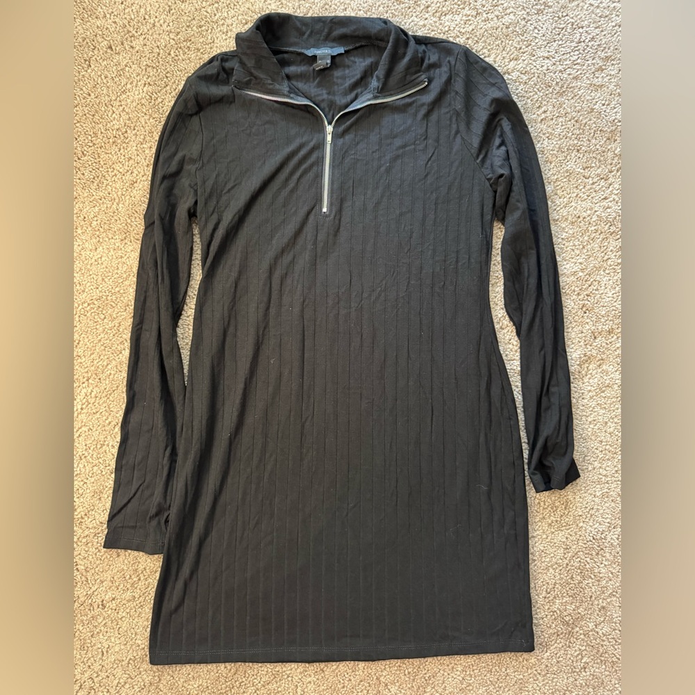 Forever 21 Black Zip-Up Dress